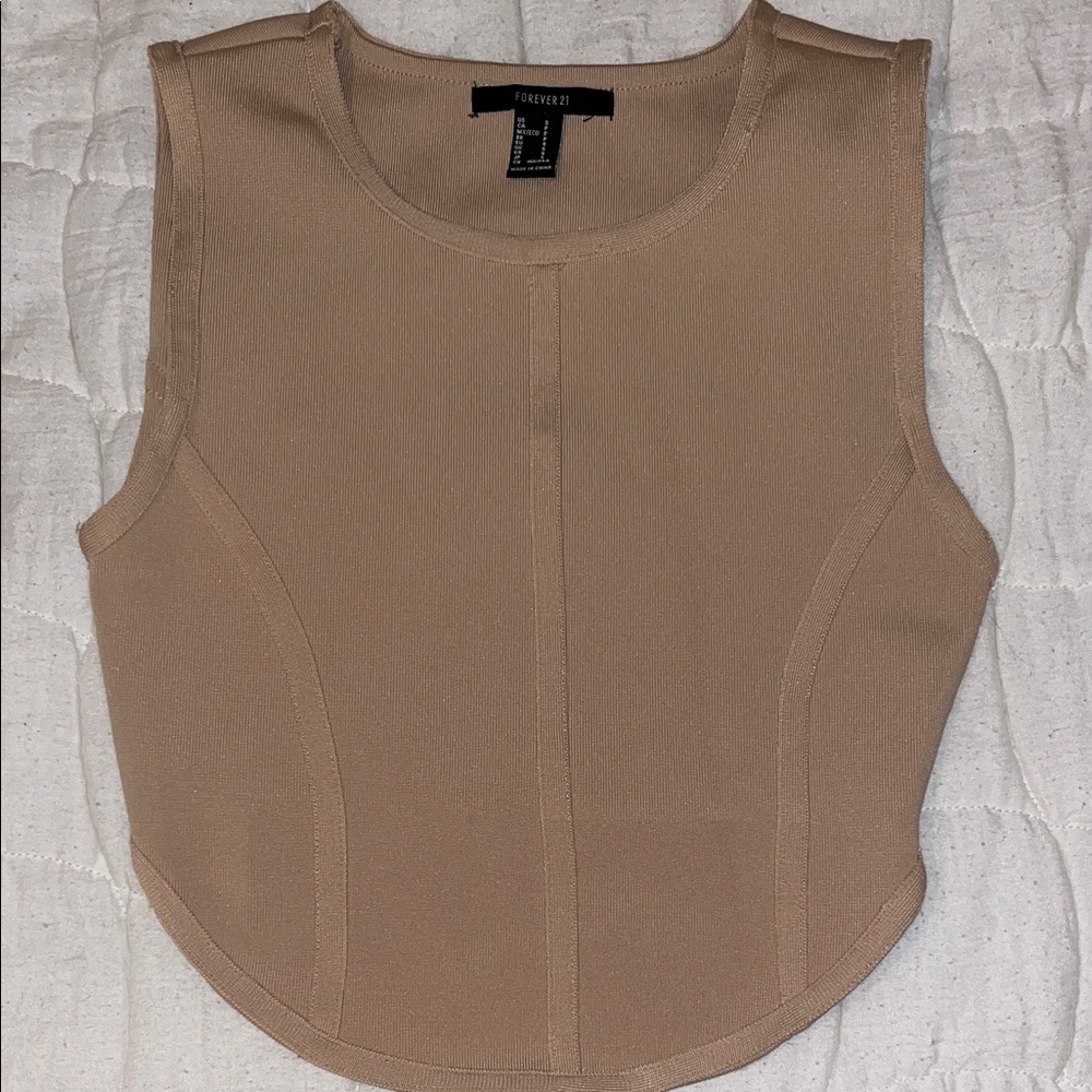 Forever 21 Beige Sleeveless Crop Top
